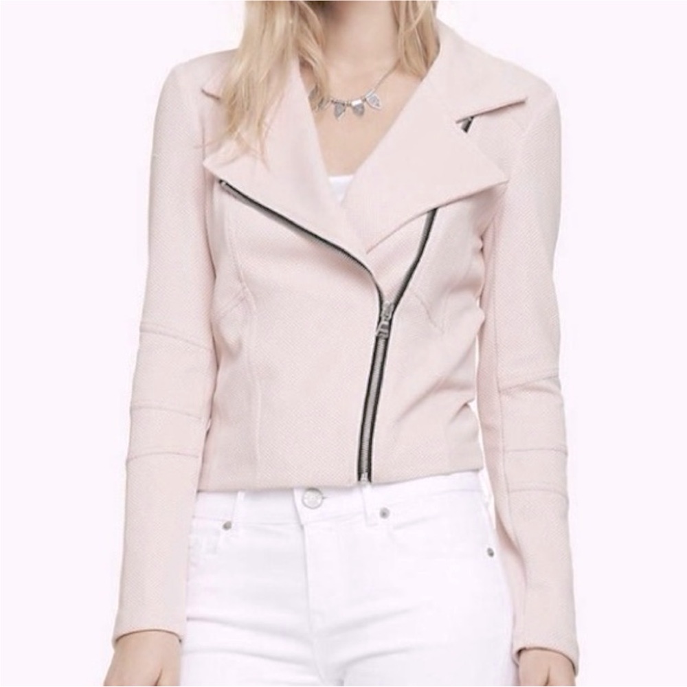 Black Rivet dusty pink moto asymmetric jacket with zipper front size medium